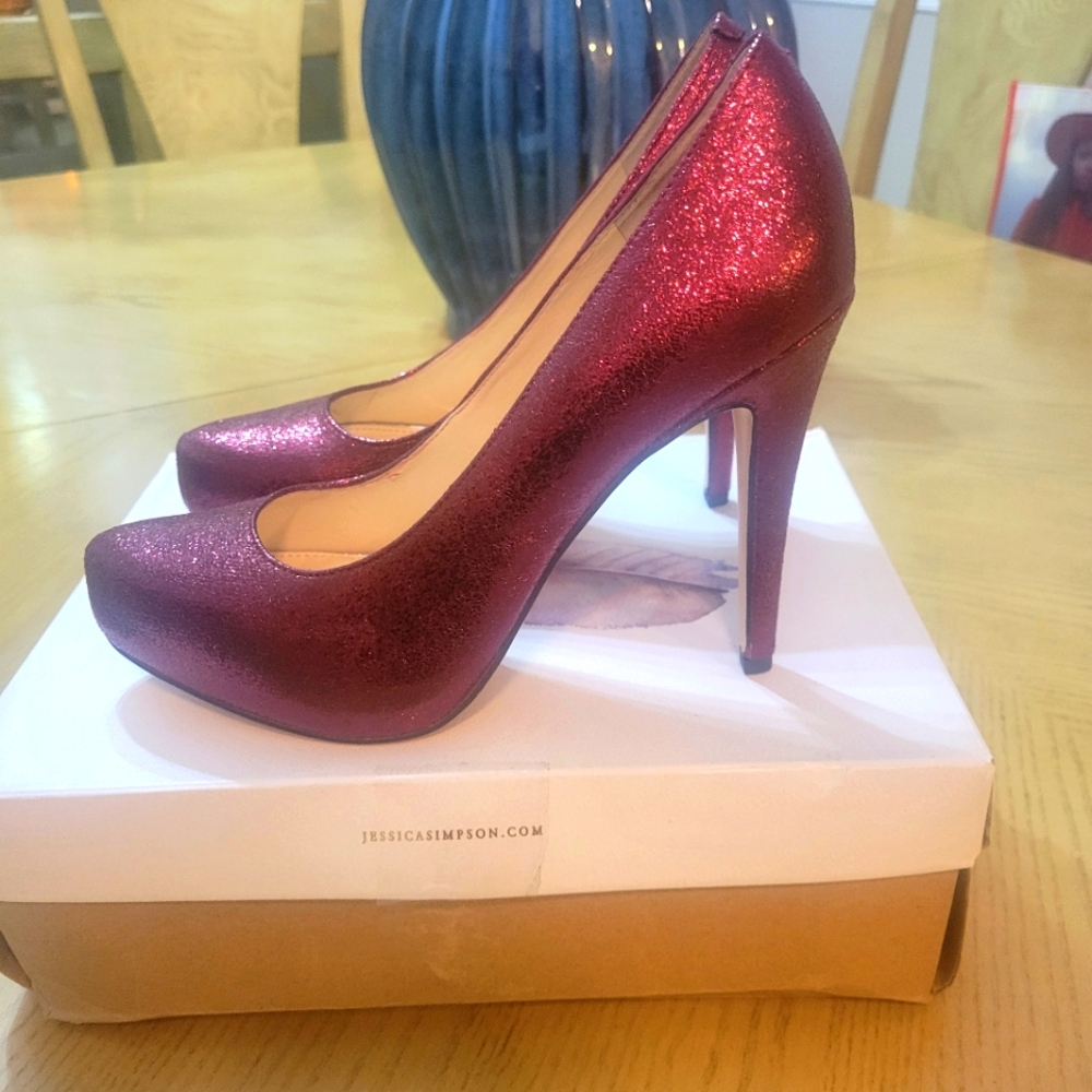 Jessica Simpson Red Glitter Heels